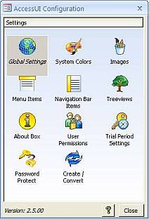 AccessUI for Microsoft Access Administration Tools Menu
